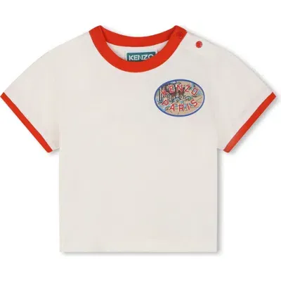 Kenzo Kids' Cotton Logo Graphic Ringer T-shirt In Ivory