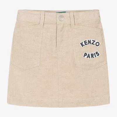 Kenzo Kids' Logo-appliqué Corduroy Skirt (2-14 Years) In Beige