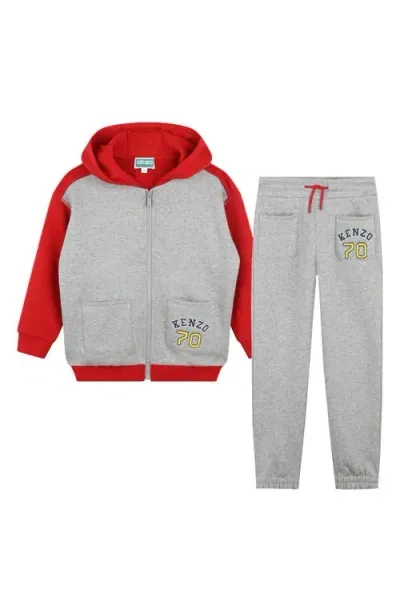 Kenzo Kids' Zip Hoodie & Sweatpants Set In Grey Marl