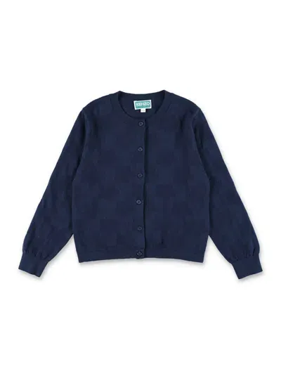 Kenzo Kids' Knitted Cardigan In Blue