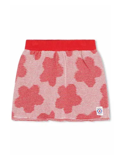 Kenzo Kids' Knitted Organic Cotton Skirt In Red