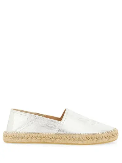 Kenzo Leather Espadrilles In Silver