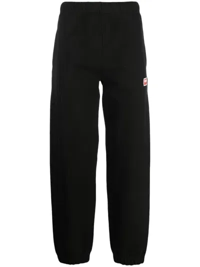 Kenzo Logo-embroidered Tapered Track Pants In Black