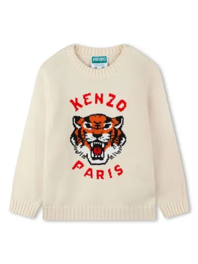 Kenzo Kids' Logo-jacquard Sweater In Neutrals