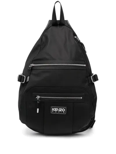 Kenzo Logo-patch Backpack In Black