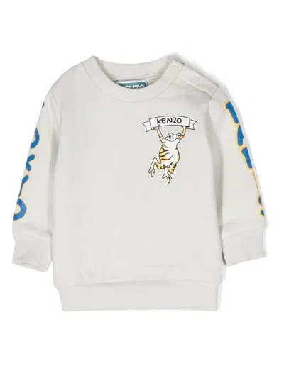 Kenzo Babies' Logo-print Cotton Sweatshirt In Grey