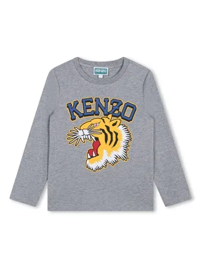 Kenzo Kids' Logo-print Cotton T-shirt In Grey