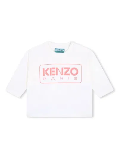 Kenzo Babies' Logo-print Organic Cotton T-shirt In White