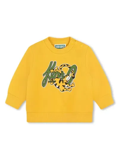 Kenzo Babies' Logo-print Sweatshirt In Yellow