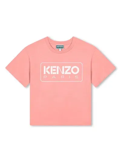 Kenzo Kids' Logo Print T-shirt In Pink & Purple