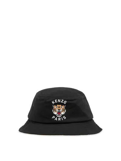 Kenzo Lucky Tiger Bucket Hat In Cotton In Black