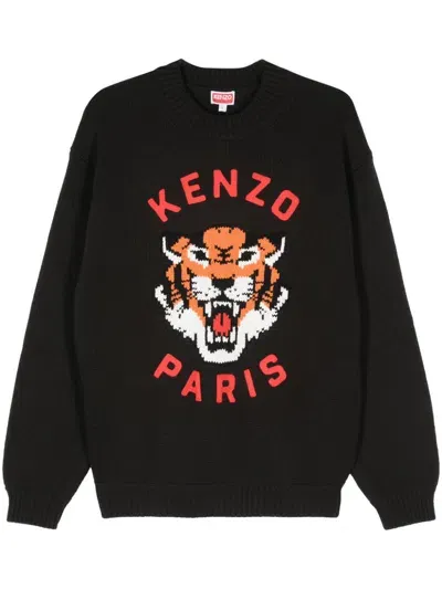 Kenzo Lucky Tiger-intarsia Sweater In Black