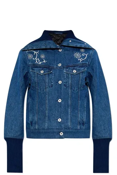 Kenzo Marguerite Embroidered Trucker Jacket In Blue