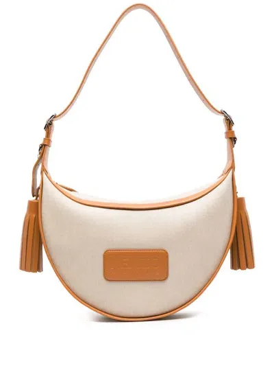 Kenzo Medium  18 Logo-patch Shoulder Bag In Neutrals