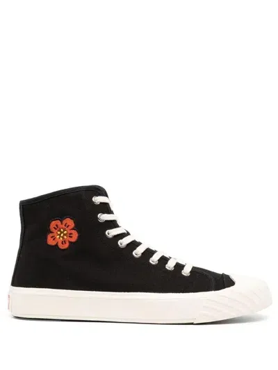 Kenzo Black School Canvas Sneakers In Nero