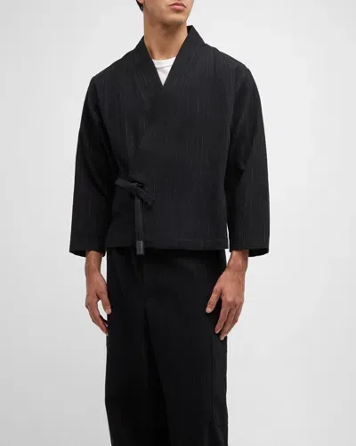 Kenzo Men's Striped Kimono Jacket In Black