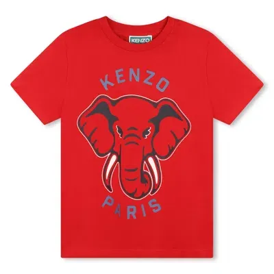 Kenzo Kids' Organic Cotton Jersey T-shirt In Red