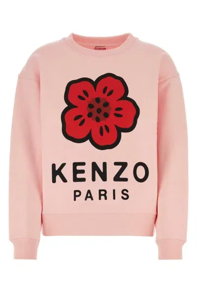 Kenzo Pastel Pink Stretch Cotton Sweatshirt In Light Pink