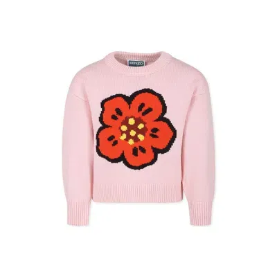 Kenzo Kids' Pink Sweater For Girl With Poppy