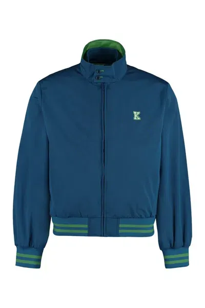 Kenzo Pixel Logo Zipped Jacket In Blue