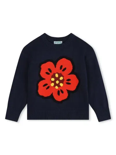 Kenzo Kids' Poppy Flower Logo Jumper In Blue