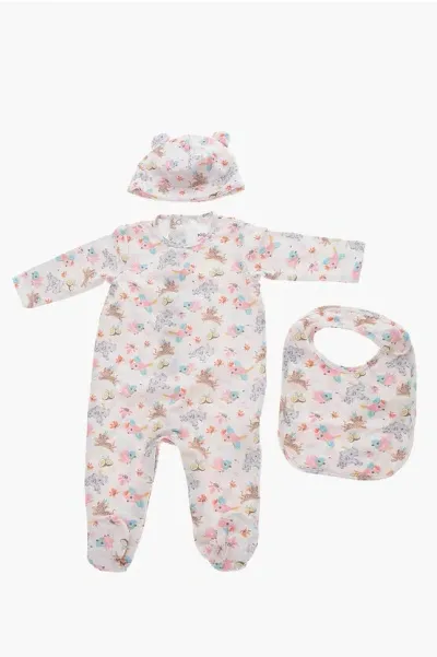 Kenzo Printed Romper Suit Hat And Bib Set