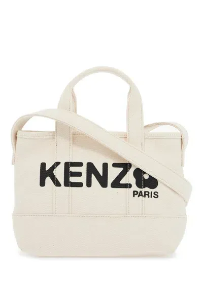 Kenzo Small Utility Denim Tote Bag In White