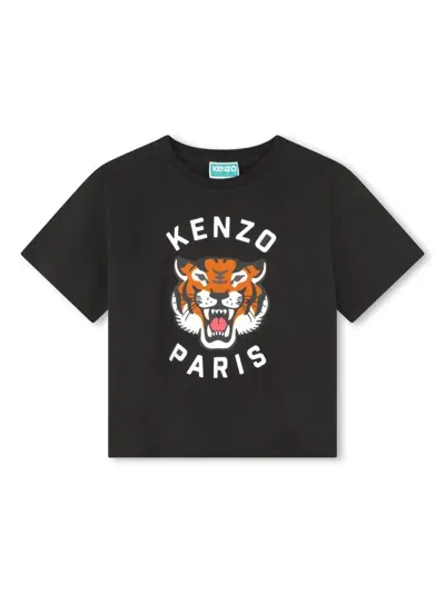 Kenzo Kids' Stamped-motif T-shirt In Black