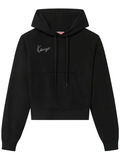 Kenzo Star Tiger Embroidered Hoodie In Black