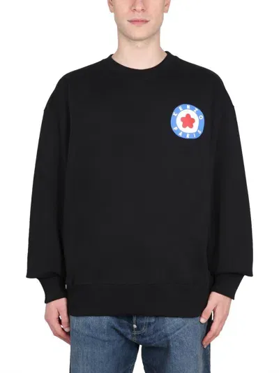 Kenzo Logo Printed Crewneck Sweatshirt In Black