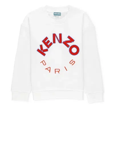 Kenzo Kids' Logo-embroidered Cotton Sweatshirt In Off-white