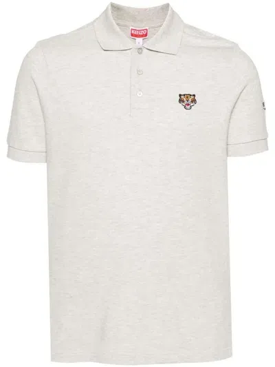 Kenzo Lucky Tiger Polo In Organic Cotton In Grey