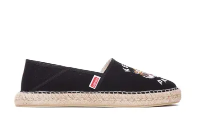 Kenzo Tiger Head Canvas Espadrilles In Black