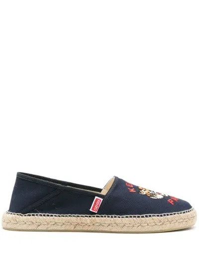 Kenzo Tiger Head Embroidered Espadrilles In Blau