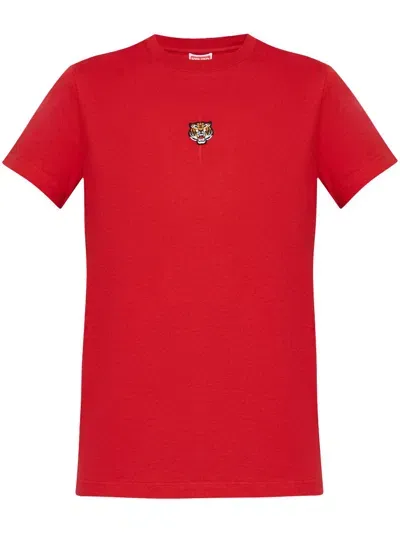 Kenzo Tiger Patch T-shirt In Red