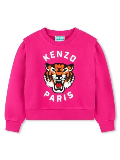 Kenzo Kids' Tiger Print Layered Sweatshirt In Pink