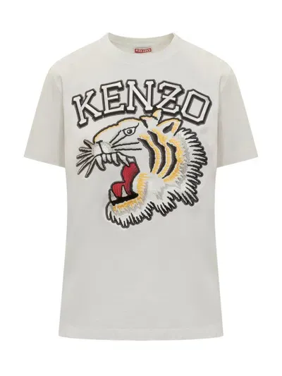 Kenzo Logo Embroidered Crewneck T In White