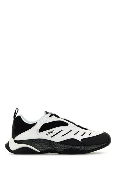 Kenzo Two-tone Fabric And Synthetic Leather  X-trainer Sneakers In White