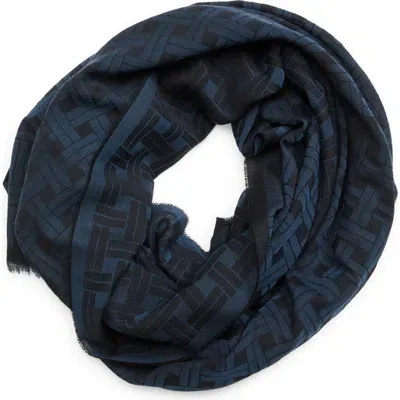 Kenzo Virgin Wool & Cotton Scarf In Blue