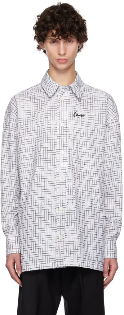 Kenzo Weave Oversized Shirt In White