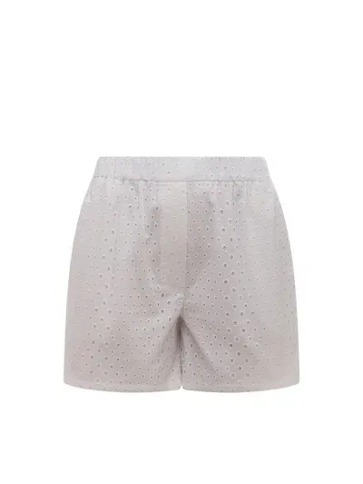 Kenzo White Short With Elastic Waistband In Broderie Anglaise Woman