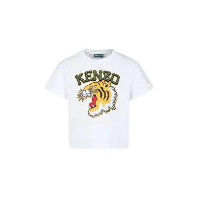 Kenzo Kids' Logo-print Organic Cotton T-shirt In White