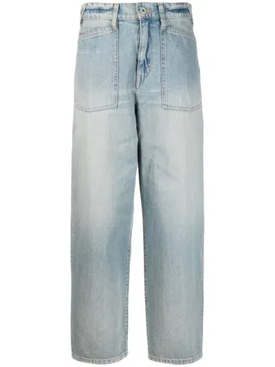 Kenzo Wide-leg Cropped Jeans In Blue