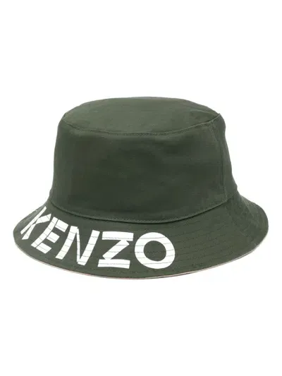 Kenzo Graphy Reversible Bucket Hat In Dark Khaki