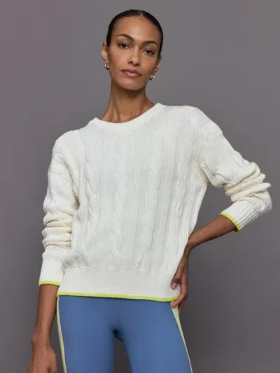 Kerri Rosenthal Maxwork Cable Pullover In Ivory Tint