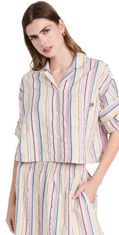 Kerri Rosenthal Sherri Stripe Shirt Multi In Beige