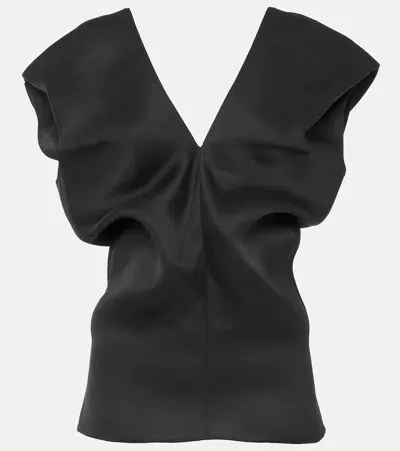 Khaite Ami Draped Silk-gazar Top In Schwarz