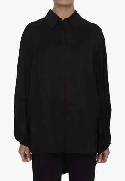 Khaite Bam Long-sleeved Twill Shirt In Black