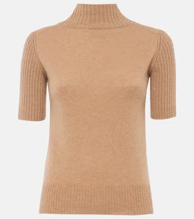 Khaite Cecil High-neck Cashmere Top In Beige