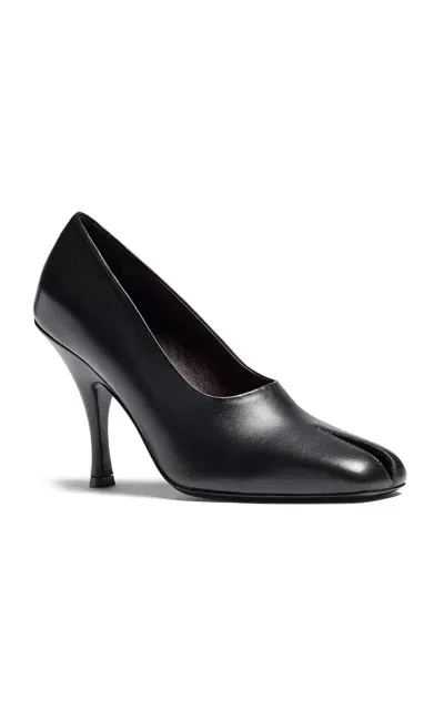 Khaite Eva Peep Toe Leather Pumps In Black